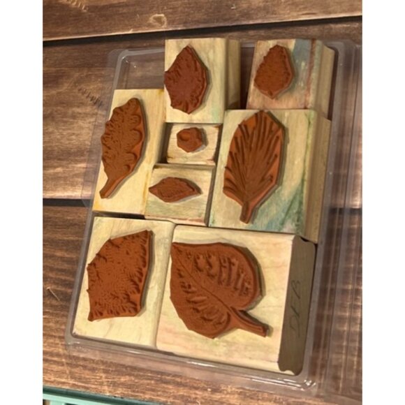 1998 STAMPIN' UP! LOT OF LEAF TREE NATURE STAMPS WOOD MOUNTED BOTANICAL ACORN - Picture 2 of 3